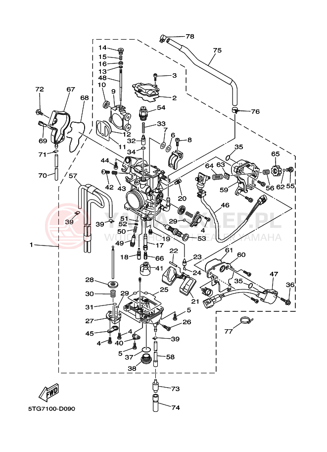Schemat "Gaźnik" do Yamaha YFZ450T