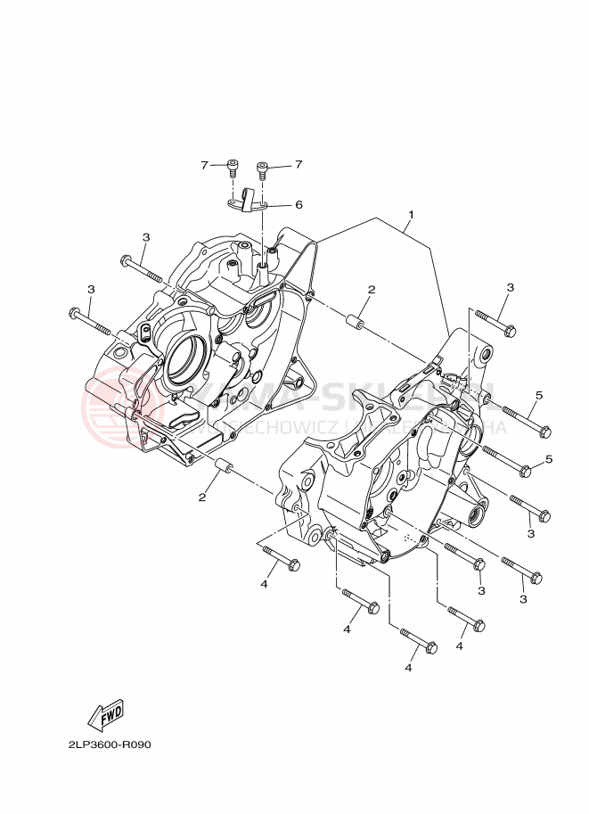 Schemat "Obudowa silnika" do Yamaha YC125-5