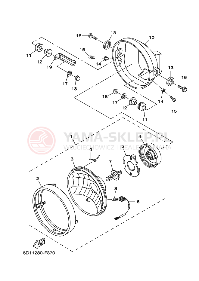 Schemat "Lampa przód" do Yamaha YBR250
