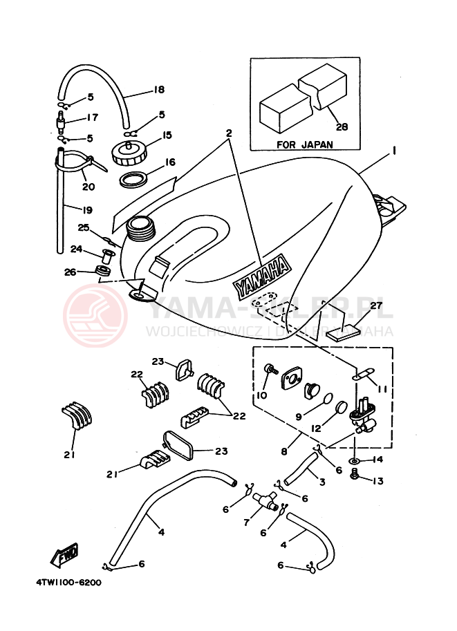 Schemat "zbiornik paliwa" do Yamaha TZ250