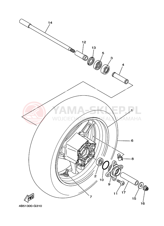 Schemat "Koło tył" do Yamaha TMAX