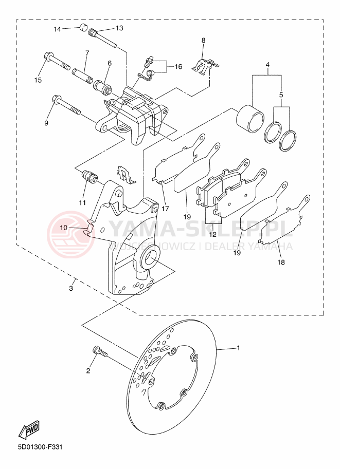 Schemat "Zacisk hamulcowy tylny" do Yamaha FAZER