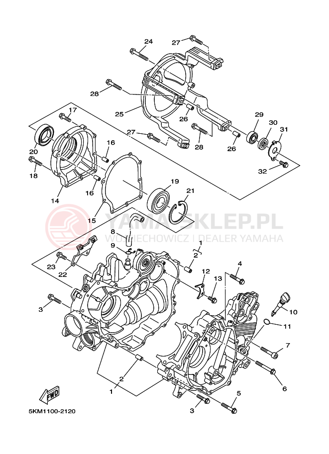 Schemat "Obudowa silnika" do Yamaha GRIZZLY