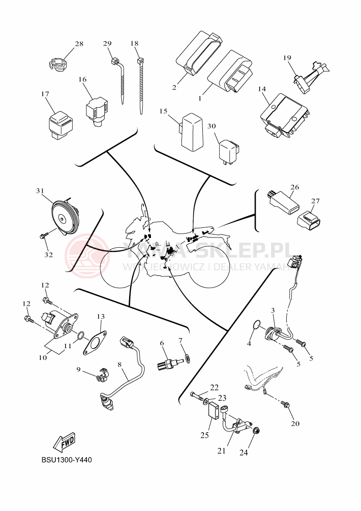 Schemat "układ elektryczny" do Yamaha MT-125