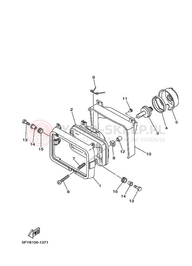 Schemat "Lampa przód" do Yamaha TW200E TW200T