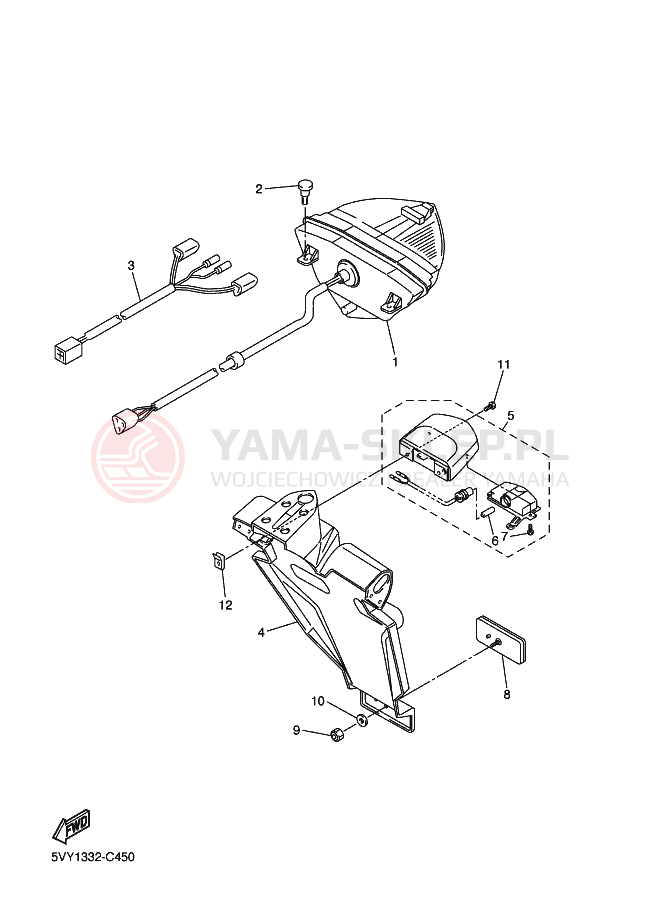 Schemat "Oświetlenie tył" do Yamaha YZF-R1