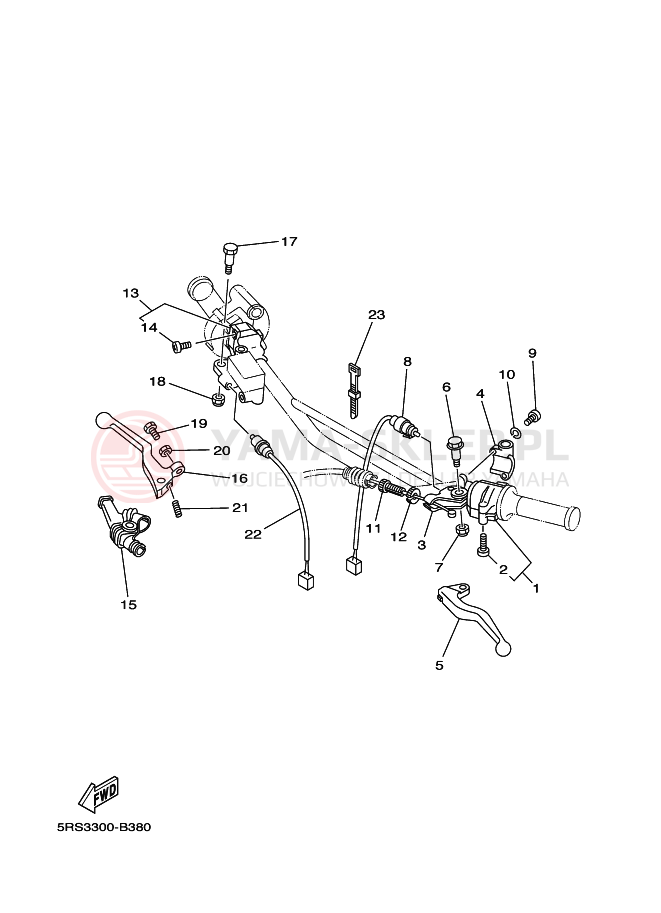 Schemat "Kierownica i osprzęt" do Yamaha TW125