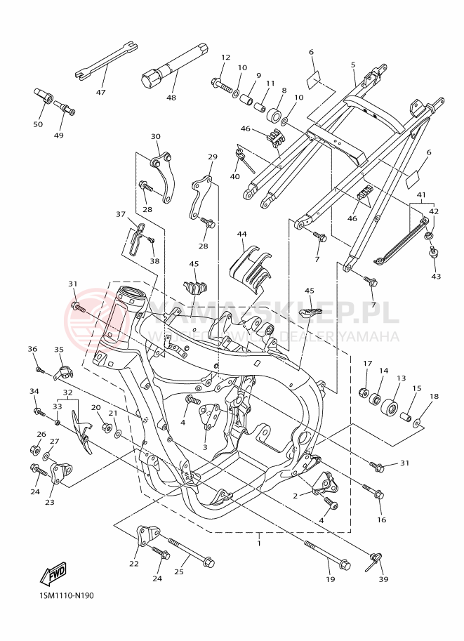 Schemat "rama" do Yamaha YZ250F