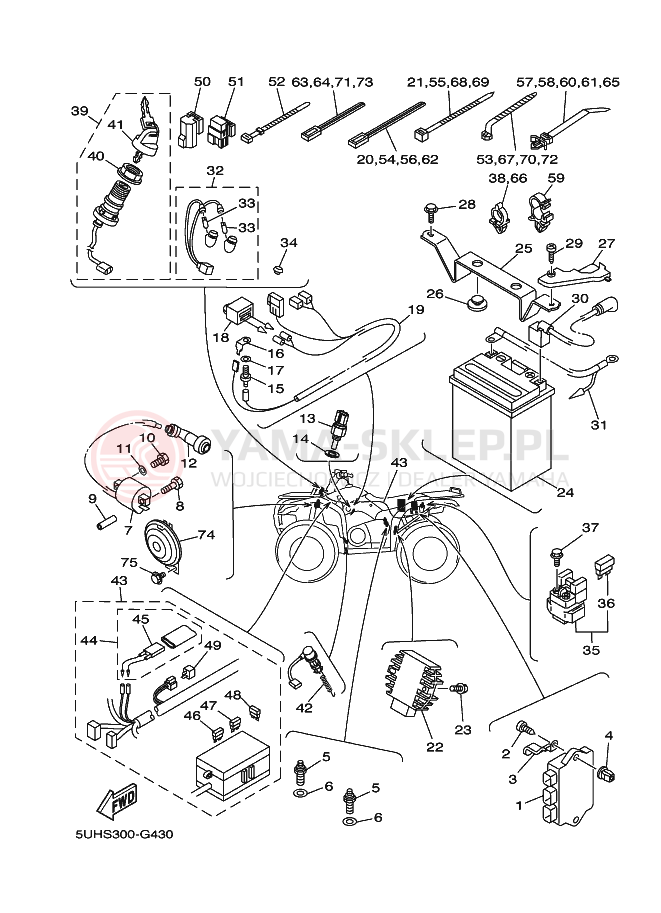 Schemat "układ elektryczny" do Yamaha GRIZZLY 350