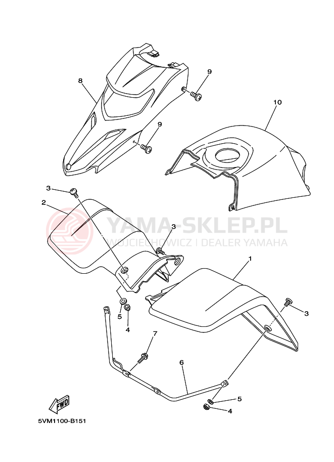 Schemat "PRZEDNI BŁOTNIK" do Yamaha BLASTER