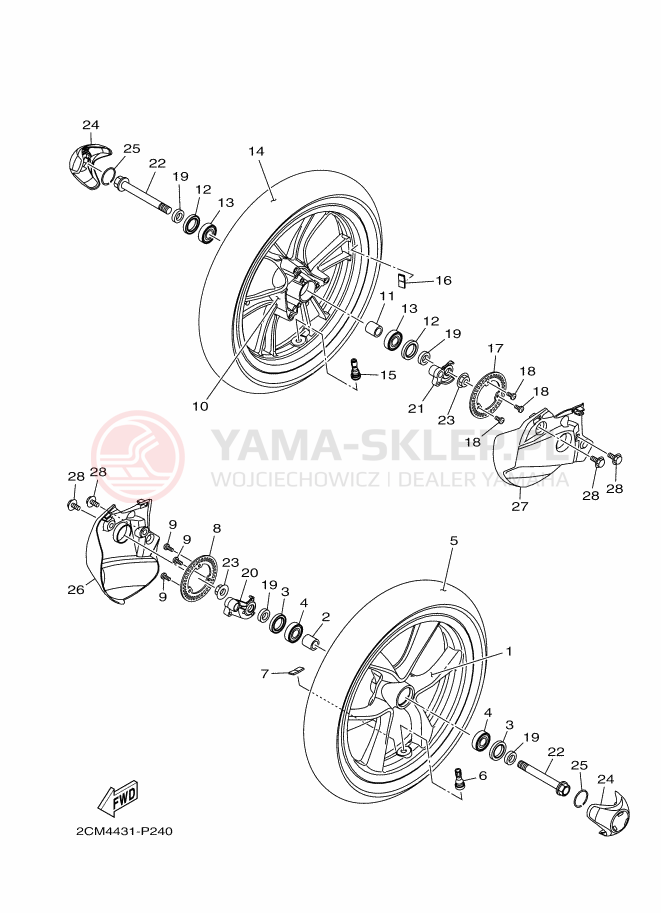 Schemat "Koło przód" do Yamaha TRICITY 125