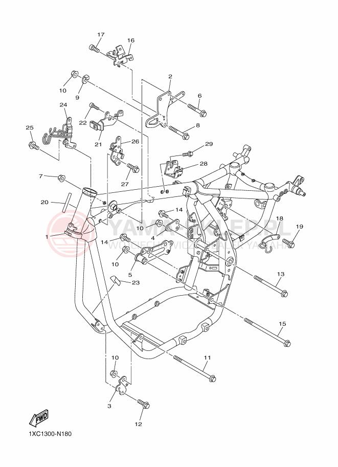 Schemat "rama" do Yamaha XVS950 ABS