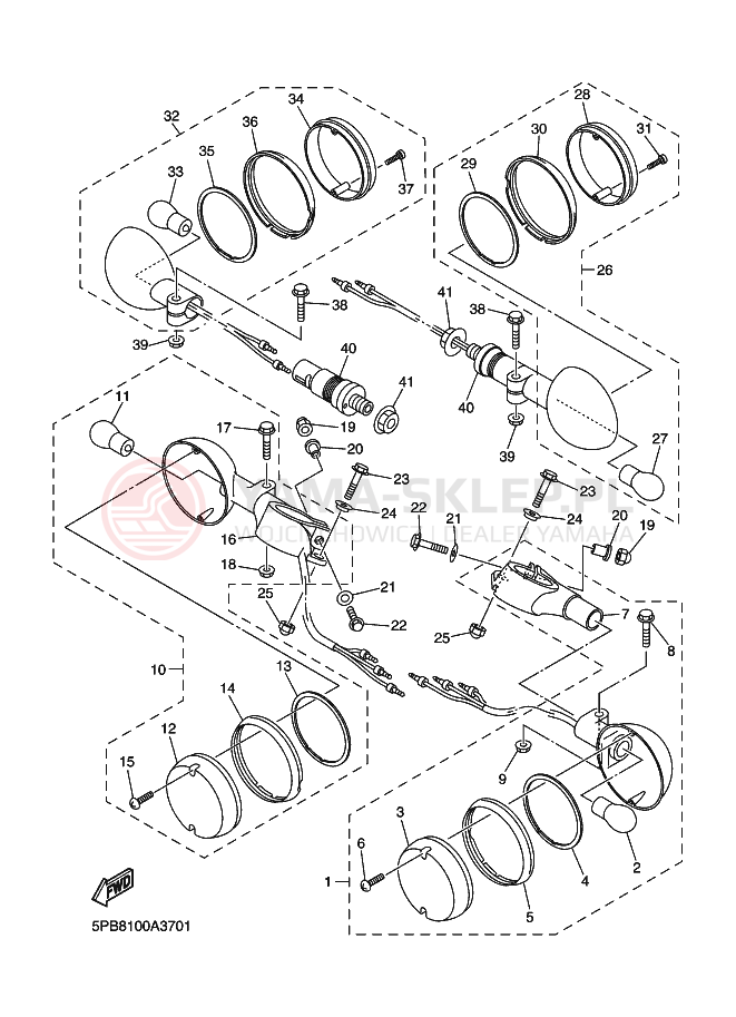 Schemat "kierunkowskazy" do Yamaha XVS1100 XVS11RC V STAR 1100