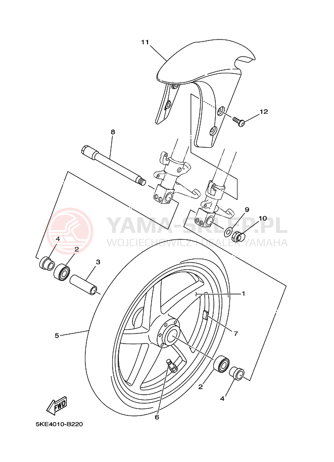 Schemat "Koło przód" do Yamaha TZ250