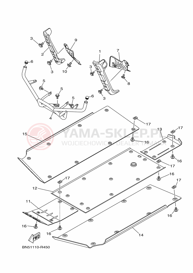 Schemat "osłona / stelaż" do Yamaha WOLVERINE R