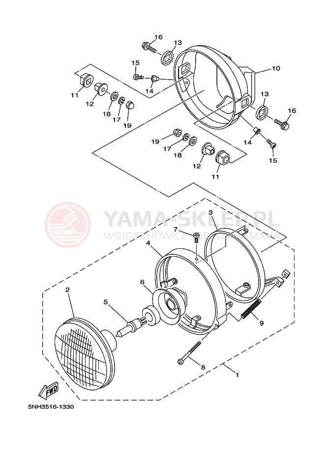 Schemat "Lampa przód" do Yamaha YBR125E