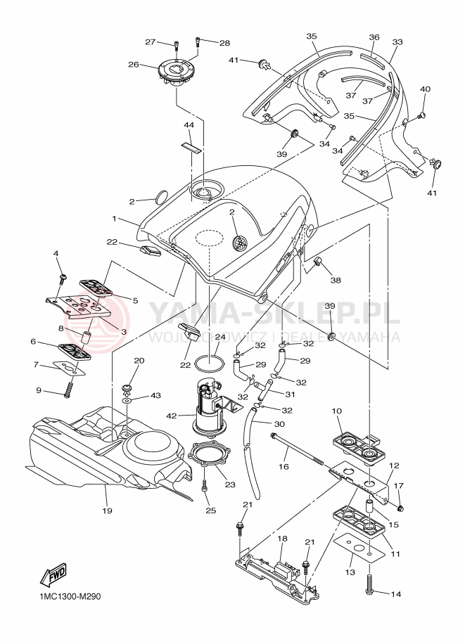 Schemat "zbiornik paliwa" do Yamaha FJR1300-AE