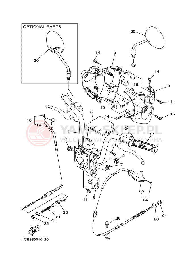 Schemat "Kierownica i osprzęt" do Yamaha EC-03