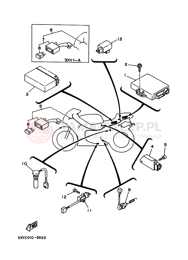 Schemat "układ elektryczny" do Yamaha TZR250R