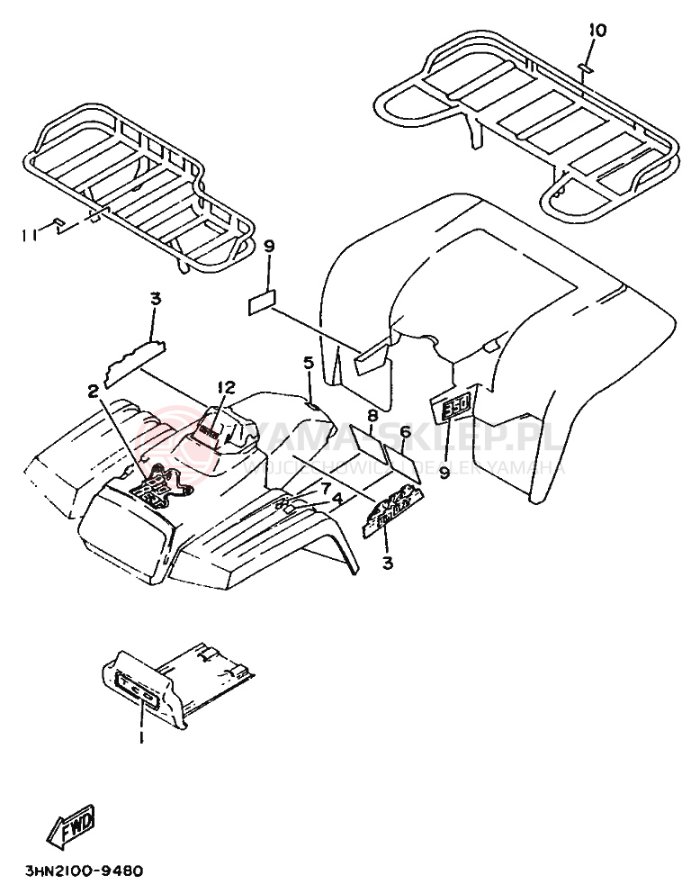 Schemat "naklejki" do Yamaha BIG BEAR 350