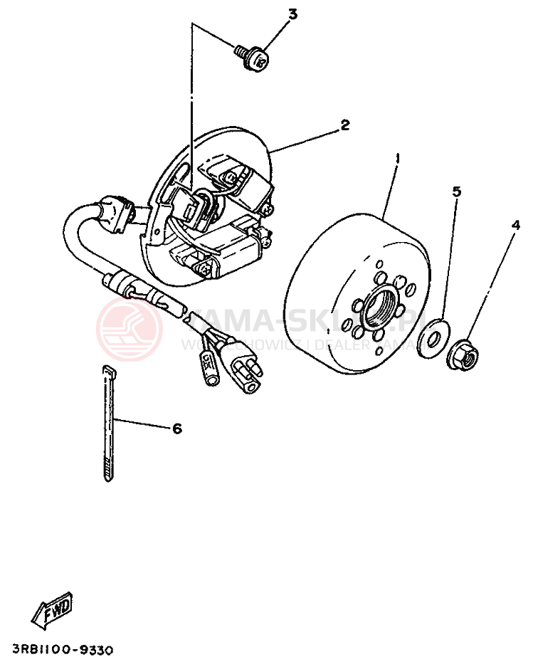 Schemat "prądnica" do Yamaha YZ250WR WIDE RATIO YZ250