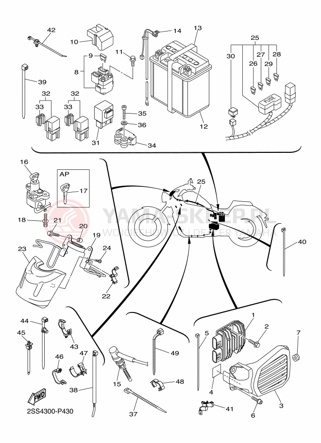 Schemat "układ elektryczny" do Yamaha XVS1300 CUSTOM