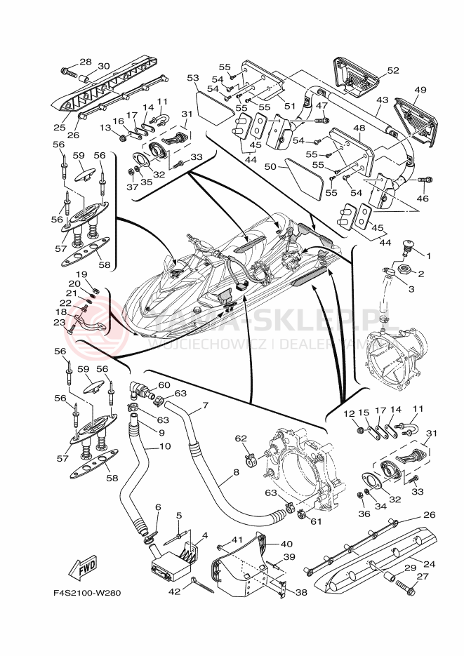 Schemat "HULL & DECK" do Yamaha VX1800B