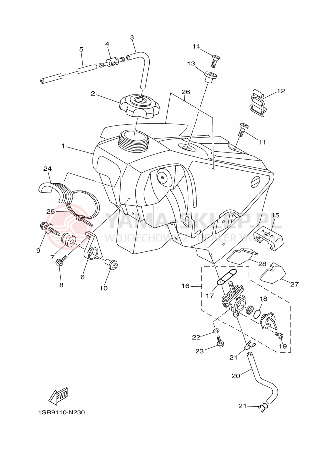Schemat "zbiornik paliwa" do Yamaha YZ125