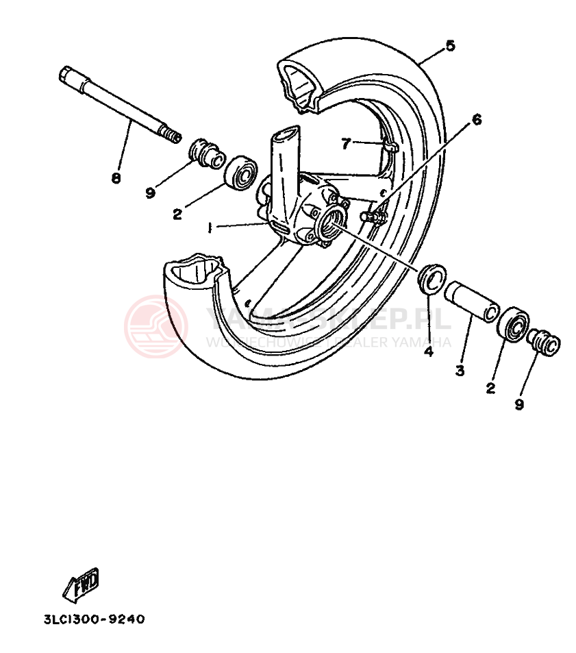 Schemat "Koło przód" do Yamaha TZ250