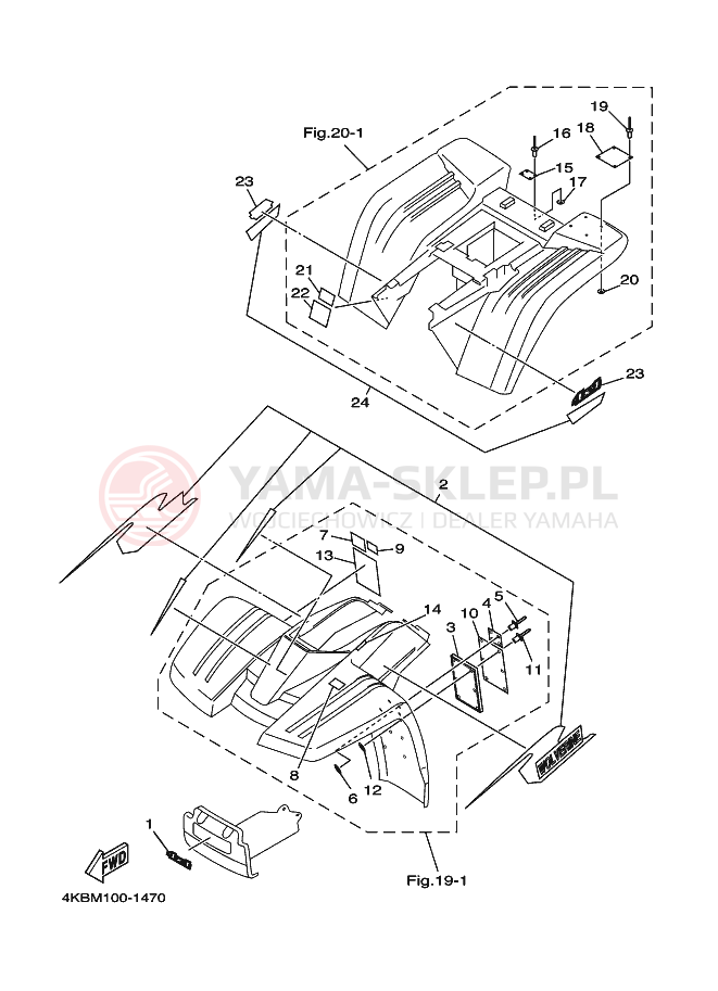 Schemat "naklejki" do Yamaha YFM350FWX