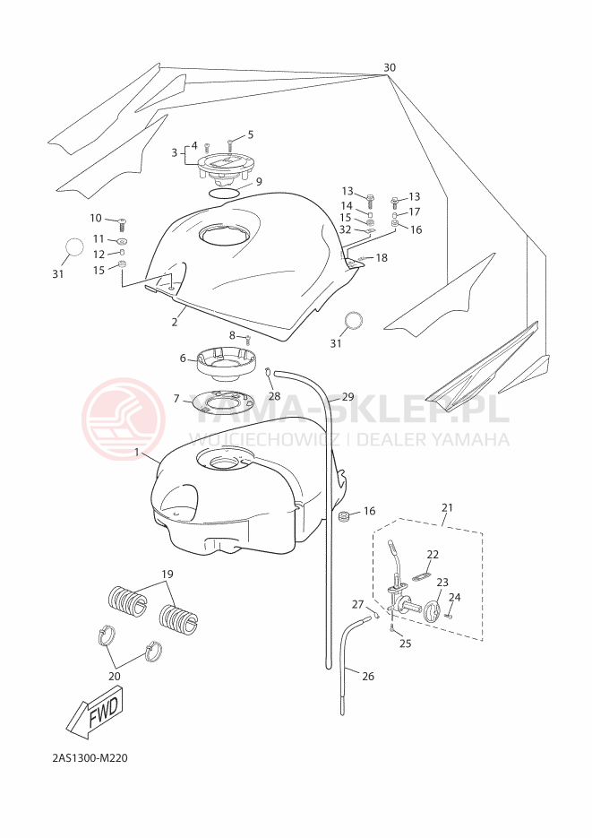 Schemat "zbiornik paliwa" do Yamaha TZR50