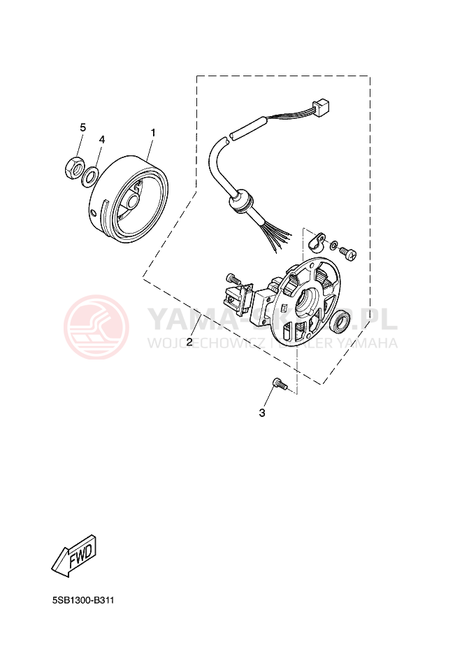 Schemat "prądnica" do Yamaha AEROX