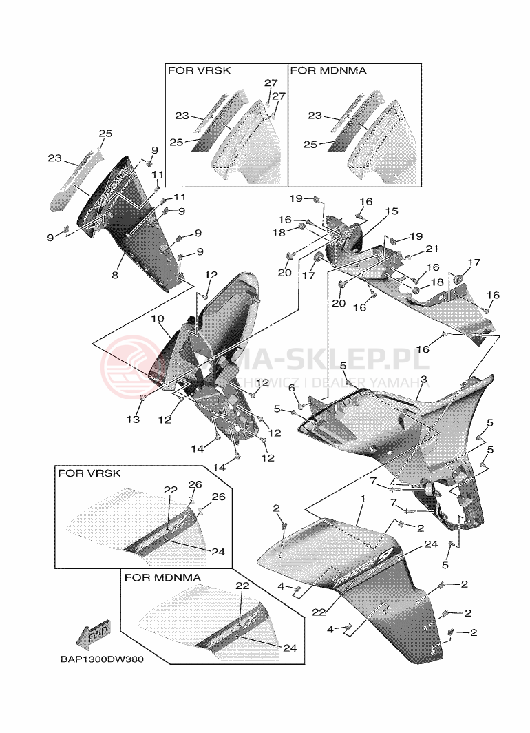 Schemat "elementy nadwozia" do Yamaha TRACER 9 GT