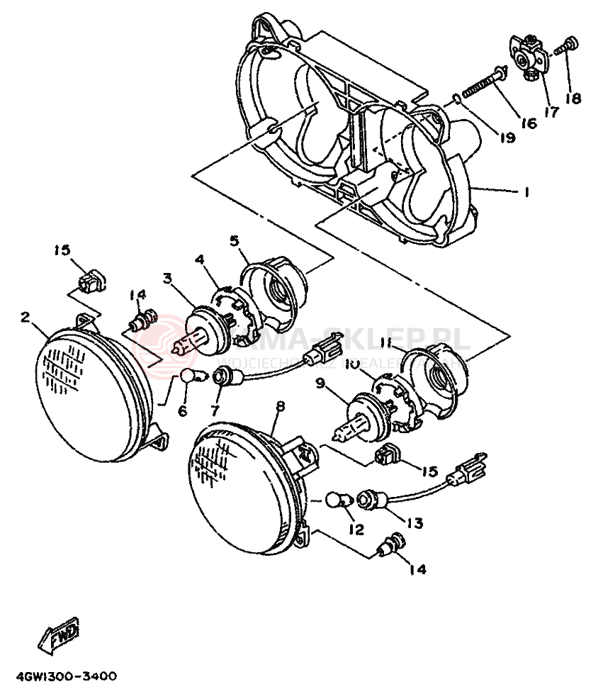Schemat "Lampa przód" do Yamaha TDR125