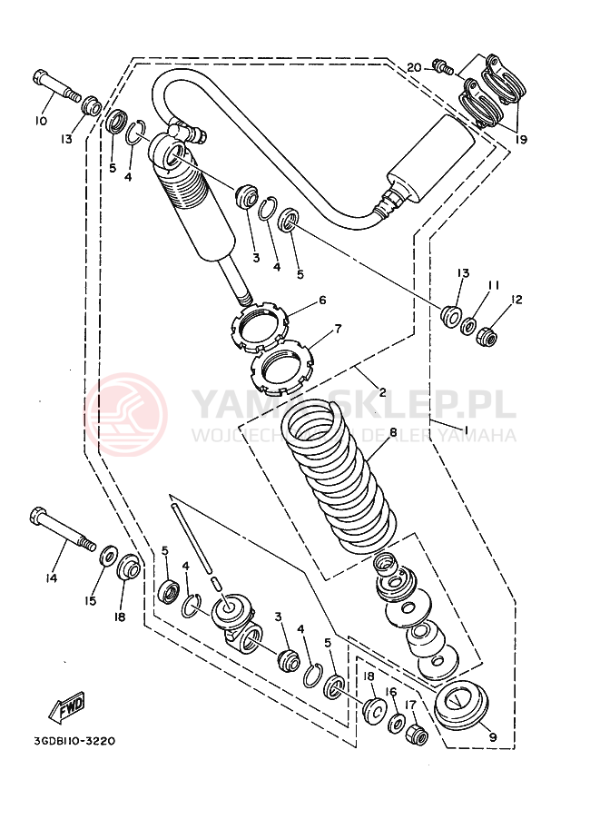 Schemat "zawieszenie tył" do Yamaha WARRIOR
