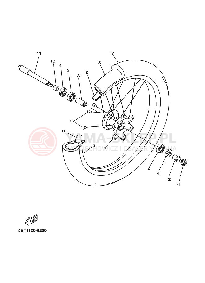 Schemat "Koło przód" do Yamaha YZ125