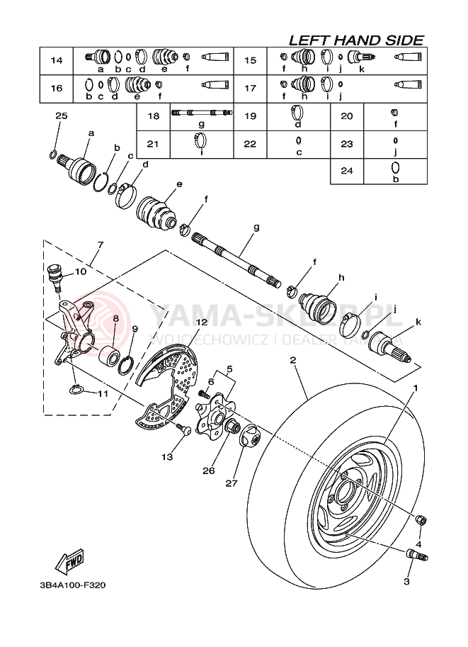 Schemat "Koło przód" do Yamaha GRIZZLY 700 FI