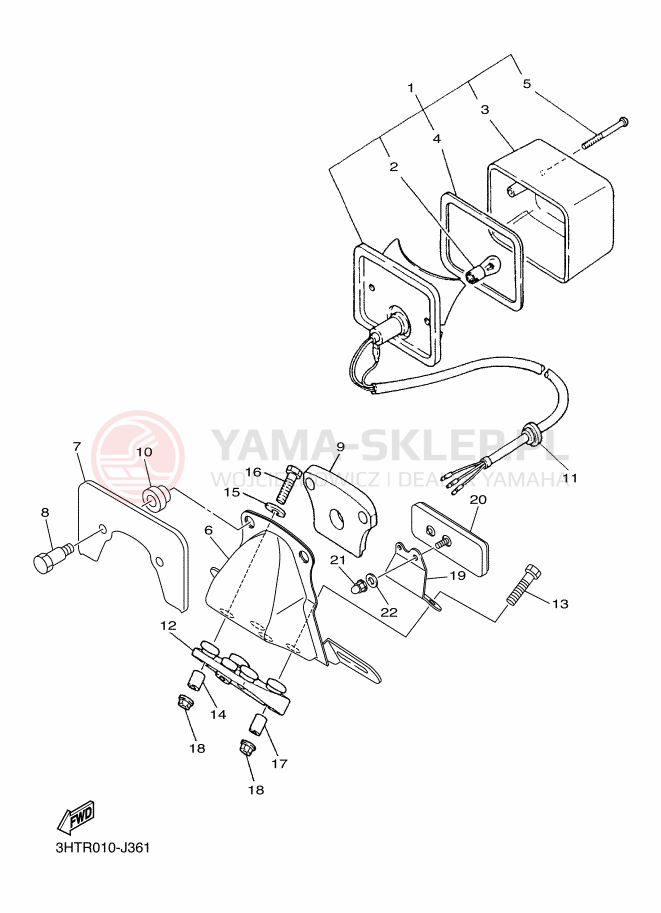 Schemat "Oświetlenie tył" do Yamaha SR400