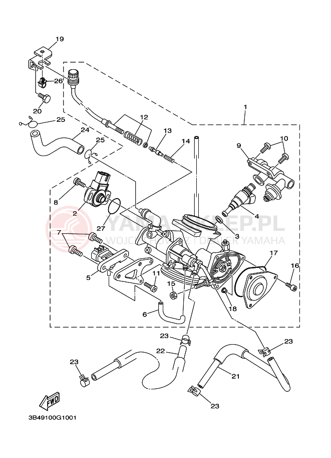 Schemat "Układ wtryskowy" do Yamaha GRIZZLY 700 FI
