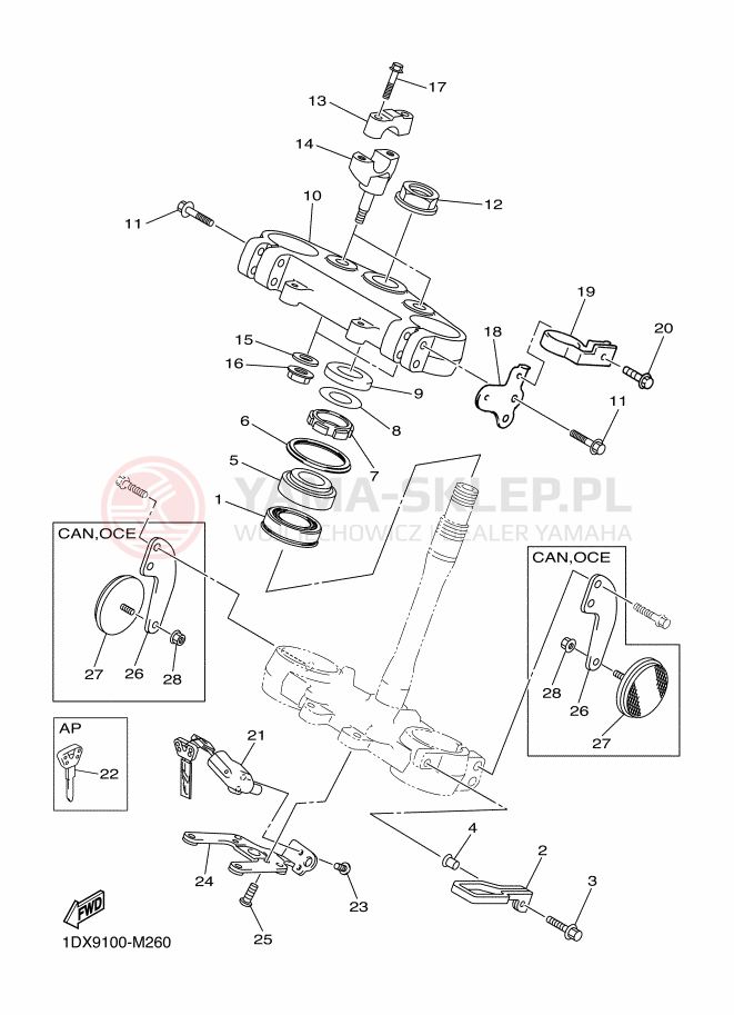 Schemat "Półki zawieszenia" do Yamaha WR450F