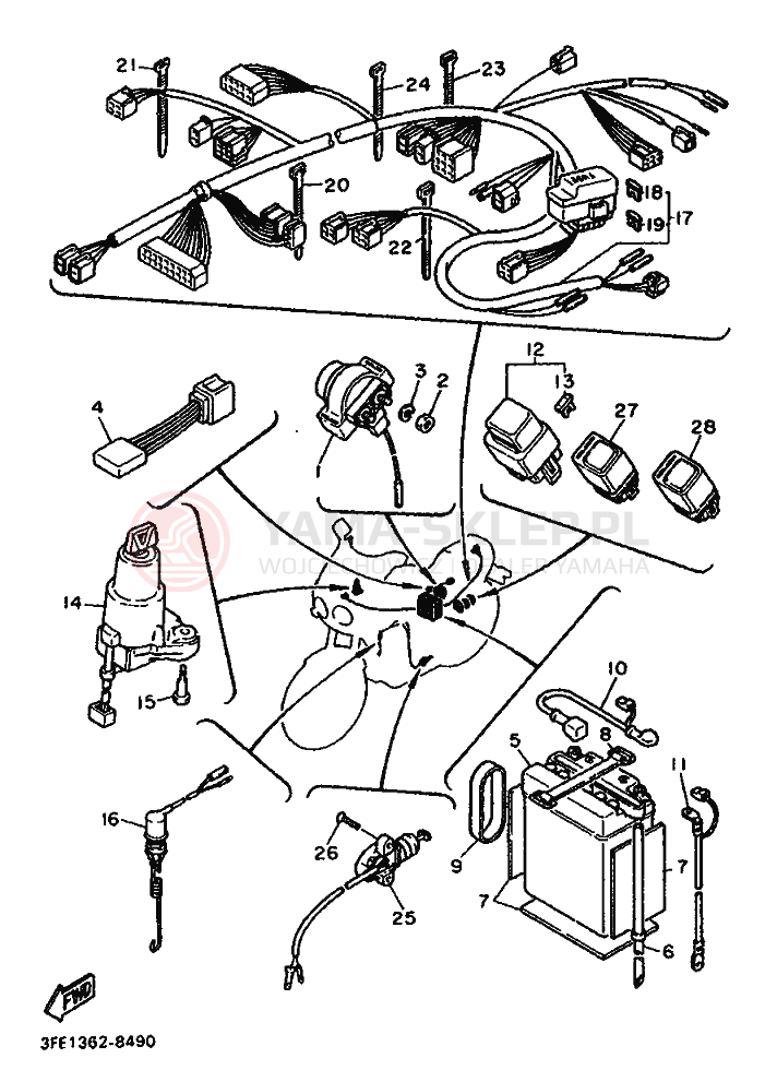 Schemat "układ elektryczny" do Yamaha FZR750R