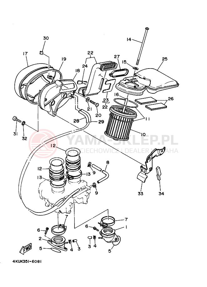 Schemat "Wtrysk paliwa" do Yamaha XV535 VIRAGO