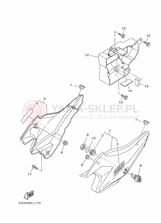 Schemat "Pokrywa boczna" do Yamaha YBR125ED