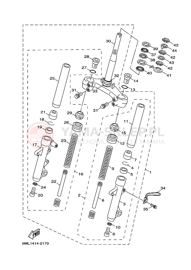 Schemat "Amortyzatory przód" do Yamaha CYGNUS