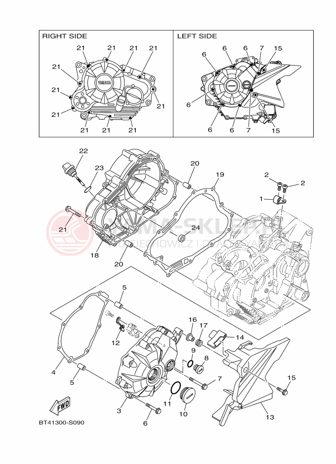Schemat "Pokrywa silnika" do Yamaha YS125