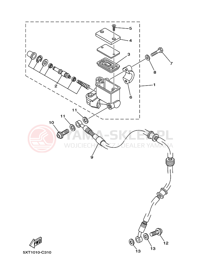 Schemat "Pompa hamulcowa przednia" do Yamaha XG250 TRICKER