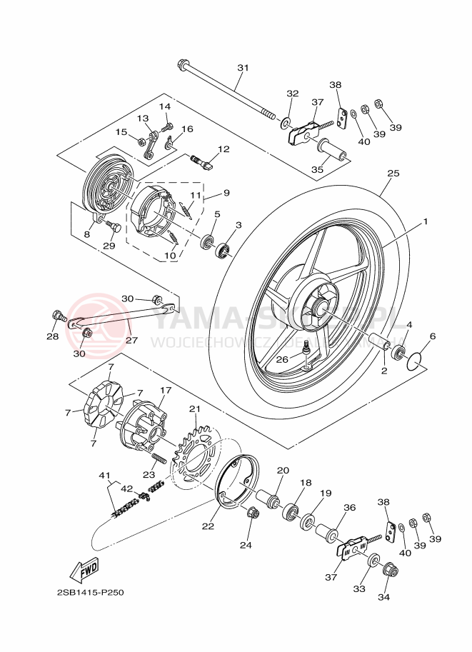 Schemat "Koło tył" do Yamaha YS125
