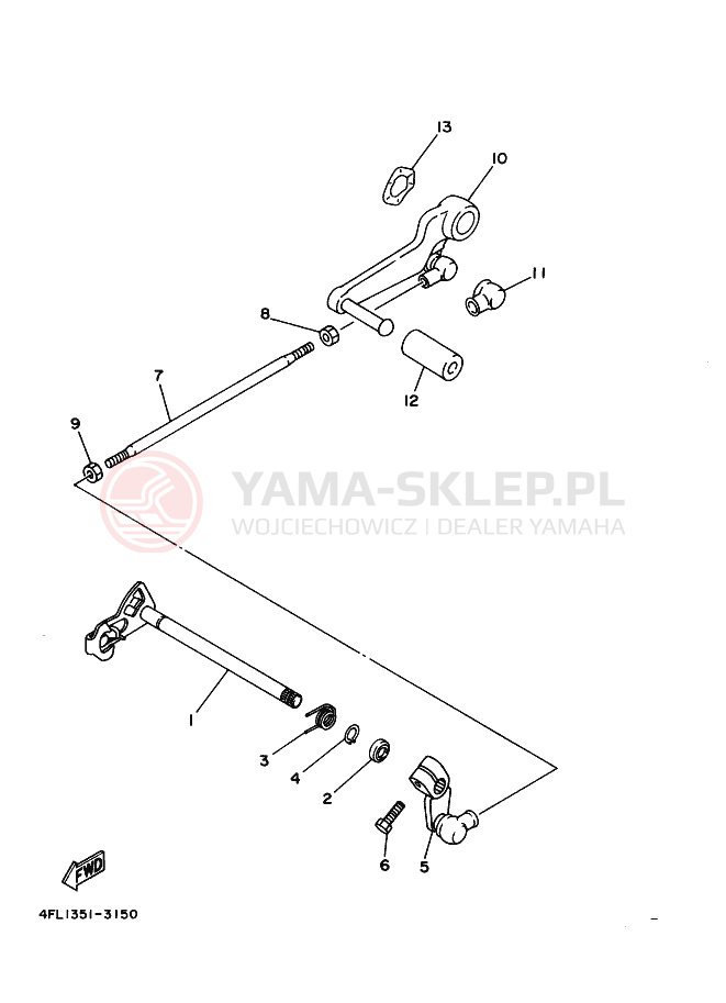 Schemat "Dźwignia zmiany biegów, wałek" do Yamaha TZR125