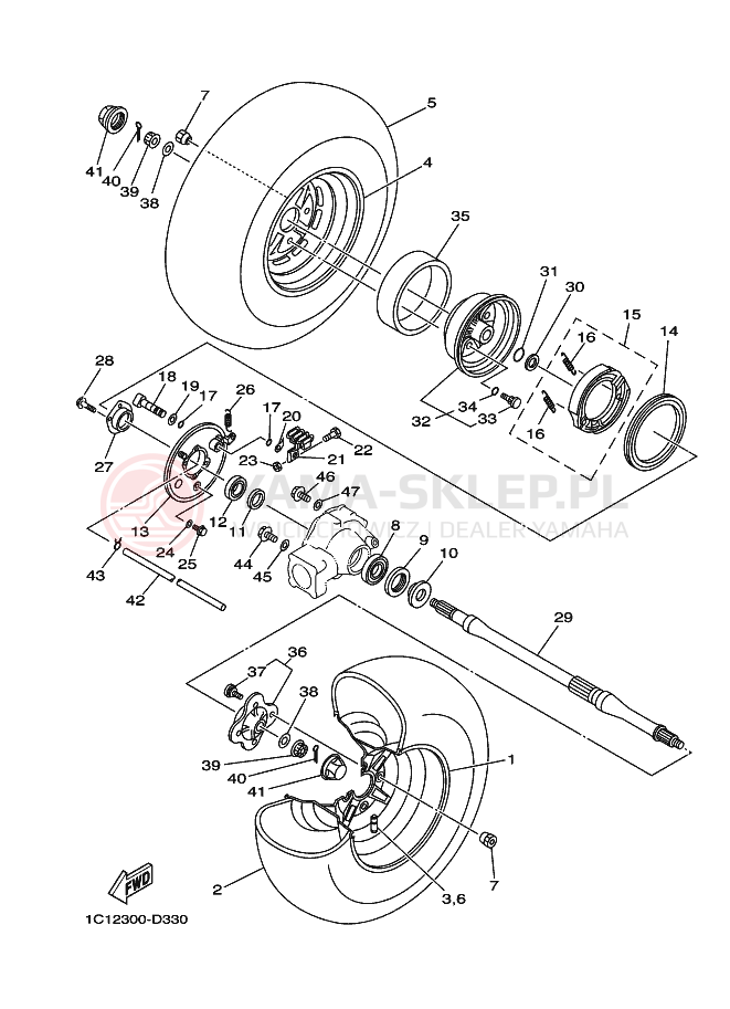 Schemat "Koło tył" do Yamaha BIG BEAR PRO