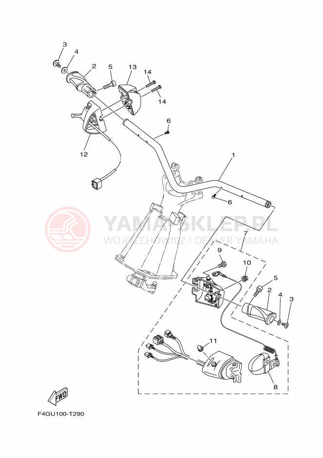 Schemat "Kierownica i osprzęt" do Yamaha VX